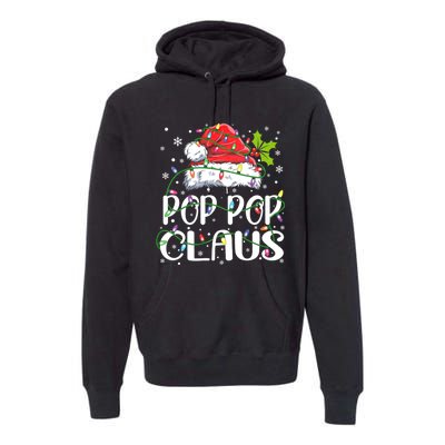 Pop Pop Claus Christmas Lights Pajama Family Matching Premium Hoodie