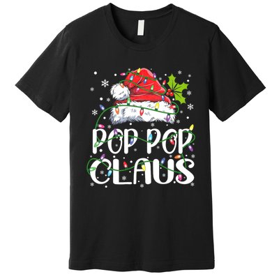 Pop Pop Claus Christmas Lights Pajama Family Matching Premium T-Shirt