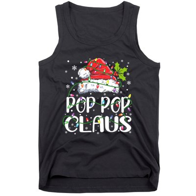 Pop Pop Claus Christmas Lights Pajama Family Matching Tank Top