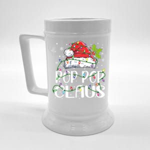 Pop Pop Claus Christmas Lights Pajama Family Matching Beer Stein