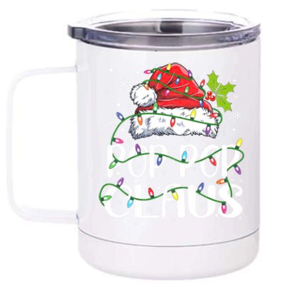 Pop Pop Claus Christmas Lights Pajama Family Matching 12 oz Stainless Steel Tumbler Cup