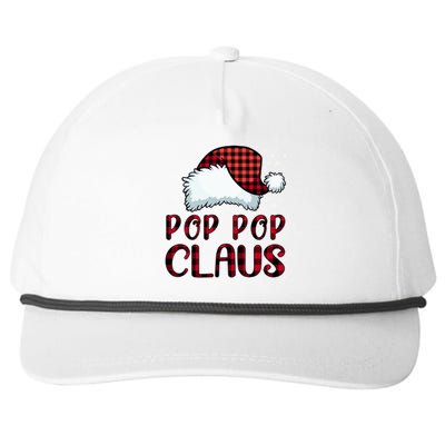 Pop Pop Claus Merry Christmas Buffalo Plaid Red Santa Hat Gift Snapback Five-Panel Rope Hat