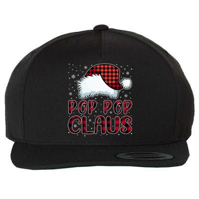 Pop Pop Claus Merry Christmas Buffalo Plaid Red Santa Hat Gift Wool Snapback Cap