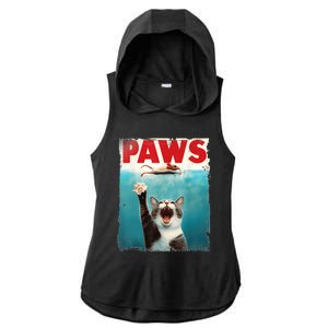 Paws Parody Cat Mouse Humorous Cat Chasing Mouse Kitten Ladies PosiCharge Tri-Blend Wicking Draft Hoodie Tank