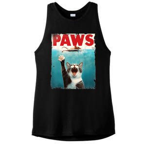 Paws Parody Cat Mouse Humorous Cat Chasing Mouse Kitten Ladies PosiCharge Tri-Blend Wicking Tank