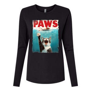 Paws Parody Cat Mouse Humorous Cat Chasing Mouse Kitten Womens Cotton Relaxed Long Sleeve T-Shirt