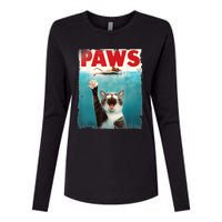 Paws Parody Cat Mouse Humorous Cat Chasing Mouse Kitten Womens Cotton Relaxed Long Sleeve T-Shirt