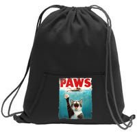 Paws Parody Cat Mouse Humorous Cat Chasing Mouse Kitten Sweatshirt Cinch Pack Bag