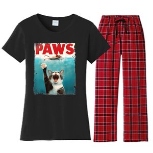 Paws Parody Cat Mouse Humorous Cat Chasing Mouse Kitten Women's Flannel Pajama Set