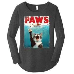 Paws Parody Cat Mouse Humorous Cat Chasing Mouse Kitten Women's Perfect Tri Tunic Long Sleeve Shirt