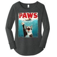 Paws Parody Cat Mouse Humorous Cat Chasing Mouse Kitten Women's Perfect Tri Tunic Long Sleeve Shirt