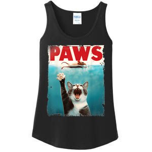 Paws Parody Cat Mouse Humorous Cat Chasing Mouse Kitten Ladies Essential Tank