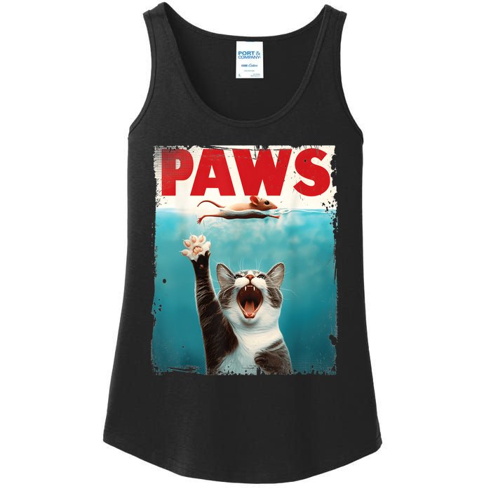 Paws Parody Cat Mouse Humorous Cat Chasing Mouse Kitten Ladies Essential Tank