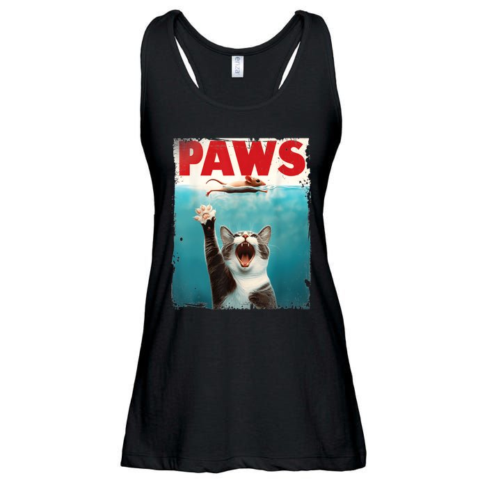 Paws Parody Cat Mouse Humorous Cat Chasing Mouse Kitten Ladies Essential Flowy Tank