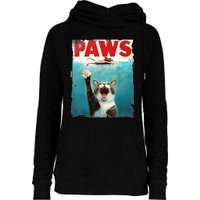 Paws Parody Cat Mouse Humorous Cat Chasing Mouse Kitten Womens Funnel Neck Pullover Hood