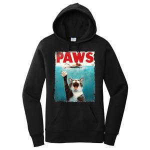 Paws Parody Cat Mouse Humorous Cat Chasing Mouse Kitten Women's Pullover Hoodie