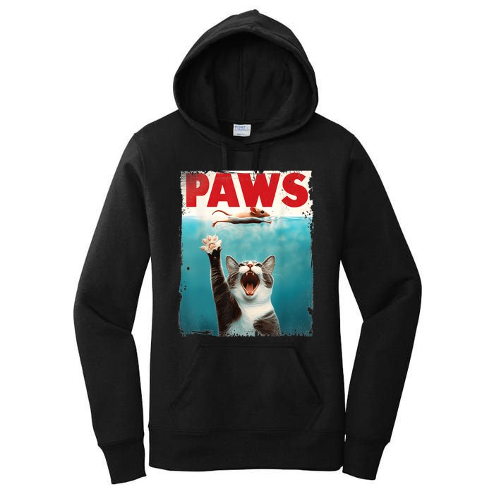 Paws Parody Cat Mouse Humorous Cat Chasing Mouse Kitten Women's Pullover Hoodie