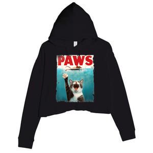 Paws Parody Cat Mouse Humorous Cat Chasing Mouse Kitten Crop Fleece Hoodie