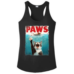 Paws Parody Cat Mouse Humorous Cat Chasing Mouse Kitten Ladies PosiCharge Competitor Racerback Tank