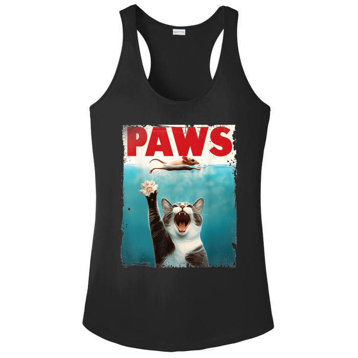 Paws Parody Cat Mouse Humorous Cat Chasing Mouse Kitten Ladies PosiCharge Competitor Racerback Tank