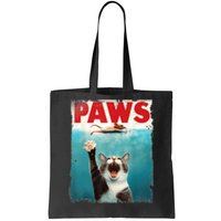 Paws Parody Cat Mouse Humorous Cat Chasing Mouse Kitten Tote Bag