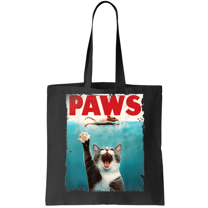 Paws Parody Cat Mouse Humorous Cat Chasing Mouse Kitten Tote Bag