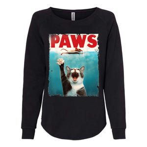 Paws Parody Cat Mouse Humorous Cat Chasing Mouse Kitten Womens California Wash Sweatshirt