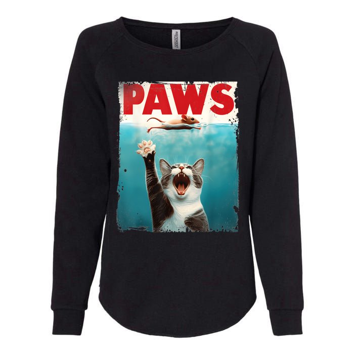 Paws Parody Cat Mouse Humorous Cat Chasing Mouse Kitten Womens California Wash Sweatshirt