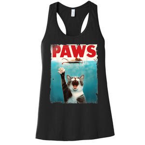 Paws Parody Cat Mouse Humorous Cat Chasing Mouse Kitten Women's Racerback Tank