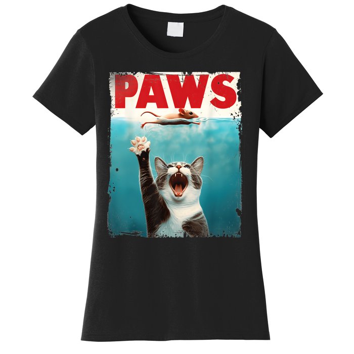 Paws Parody Cat Mouse Humorous Cat Chasing Mouse Kitten Women's T-Shirt