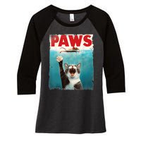 Paws Parody Cat Mouse Humorous Cat Chasing Mouse Kitten Women's Tri-Blend 3/4-Sleeve Raglan Shirt