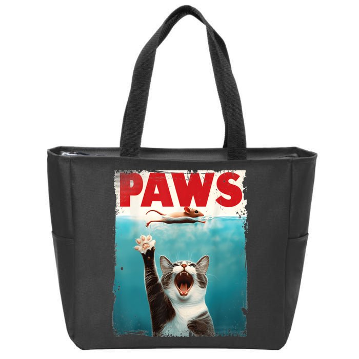 Paws Parody Cat Mouse Humorous Cat Chasing Mouse Kitten Zip Tote Bag