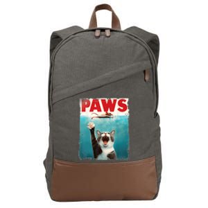 Paws Parody Cat Mouse Humorous Cat Chasing Mouse Kitten Cotton Canvas Backpack