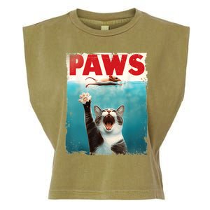 Paws Parody Cat Mouse Humorous Cat Chasing Mouse Kitten Garment-Dyed Women's Muscle Tee