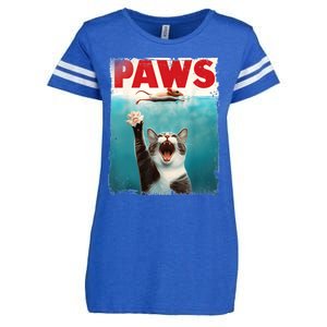 Paws Parody Cat Mouse Humorous Cat Chasing Mouse Kitten Enza Ladies Jersey Football T-Shirt