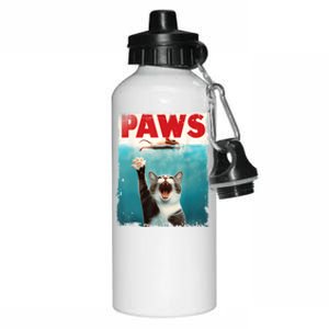 Paws Parody Cat Mouse Humorous Cat Chasing Mouse Kitten Aluminum Water Bottle