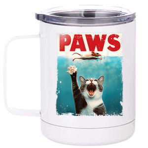 Paws Parody Cat Mouse Humorous Cat Chasing Mouse Kitten 12 oz Stainless Steel Tumbler Cup