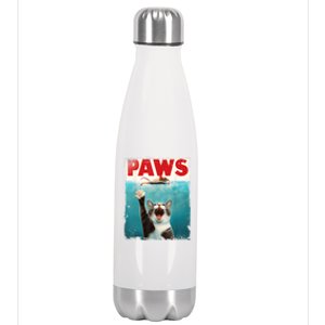 Paws Parody Cat Mouse Humorous Cat Chasing Mouse Kitten Stainless Steel Insulated Water Bottle