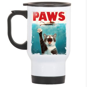 Paws Parody Cat Mouse Humorous Cat Chasing Mouse Kitten Stainless Steel Travel Mug