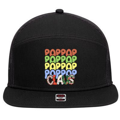 Pop Pop Claus Retro Christmas Family Hippie Pop Pop Costume Gift 7 Panel Mesh Trucker Snapback Hat