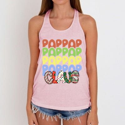 Pop Pop Claus Retro Christmas Family Hippie Pop Pop Costume Gift Women's Knotted Racerback Tank