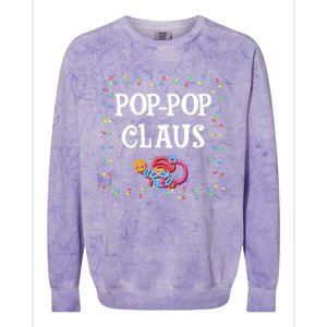 Pop Pop Claus Santa Christmas Lights Family Pjs Matching Great Gift Colorblast Crewneck Sweatshirt