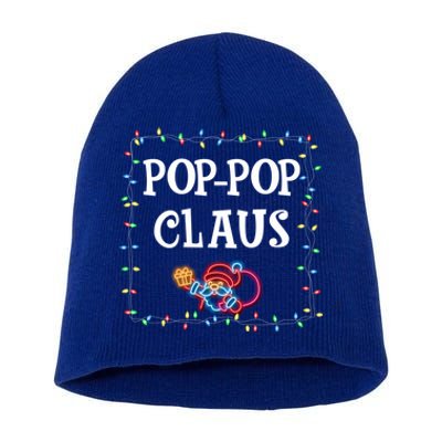 Pop Pop Claus Santa Christmas Lights Family Pjs Matching Great Gift Short Acrylic Beanie