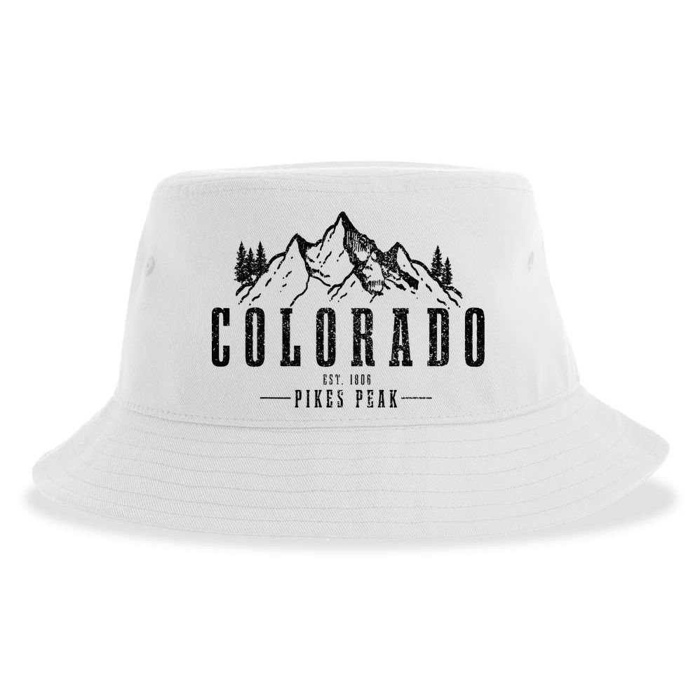 Pikes Peak Colorado Est. 1806 Vintage Mountains Hiking Sustainable Bucket Hat