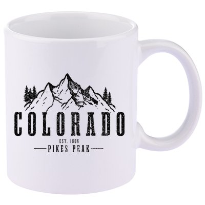Pikes Peak Colorado Est. 1806 Vintage Mountains Hiking 11oz C Handle Ceramic Mug