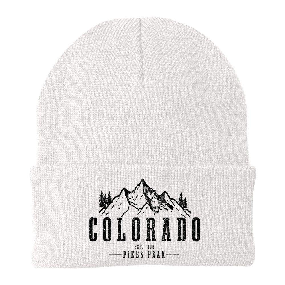 Pikes Peak Colorado Est. 1806 Vintage Mountains Hiking Beanie
