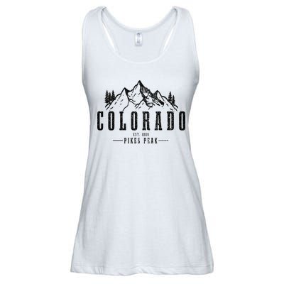 Pikes Peak Colorado Est. 1806 Vintage Mountains Hiking Ladies Essential Flowy Tank