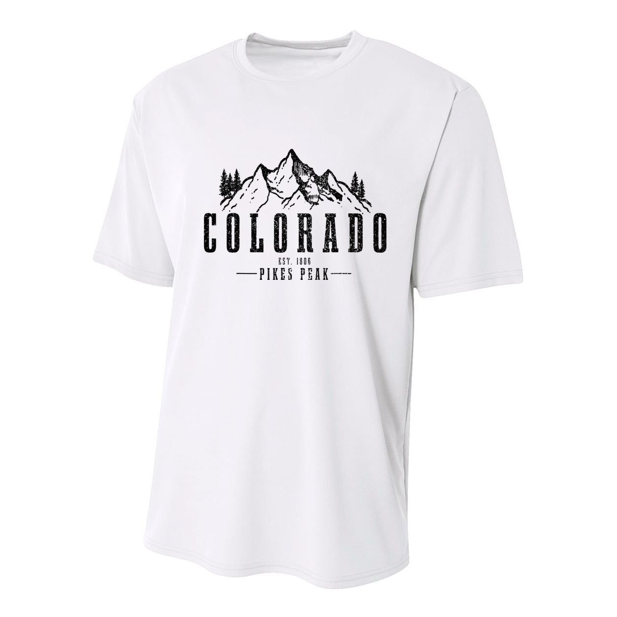 Pikes Peak Colorado Est. 1806 Vintage Mountains Hiking Youth Performance Sprint T-Shirt