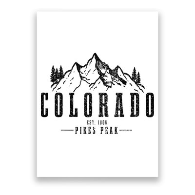 Pikes Peak Colorado Est. 1806 Vintage Mountains Hiking Poster
