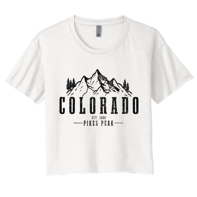 Pikes Peak Colorado Est. 1806 Vintage Mountains Hiking Crop Top